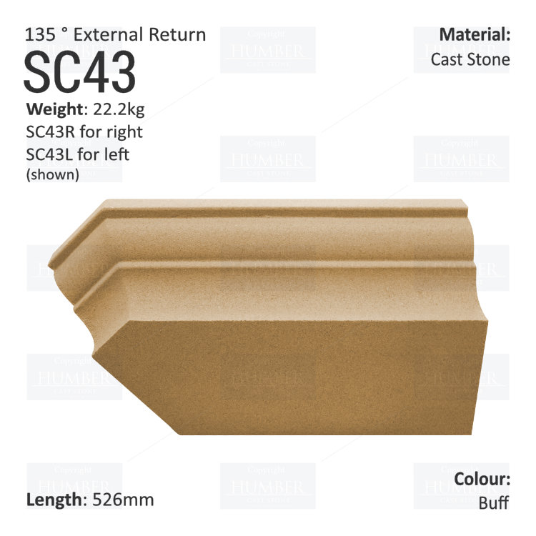 Ogee String Course (135° External Return) SC43