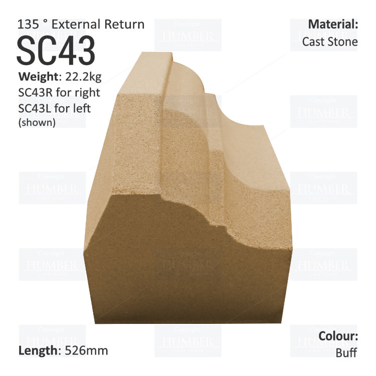 Ogee String Course (135° External Return) SC43