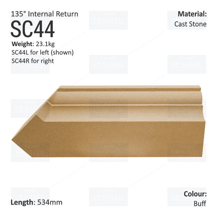Ogee String Course (135° Internal Return) SC44