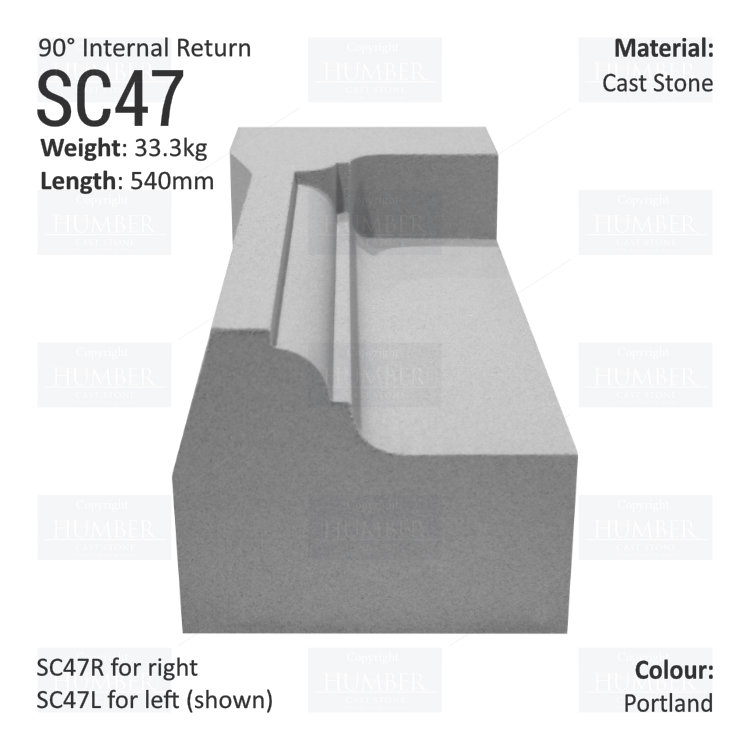 Ogee String Course (90° Internal Return) SC47