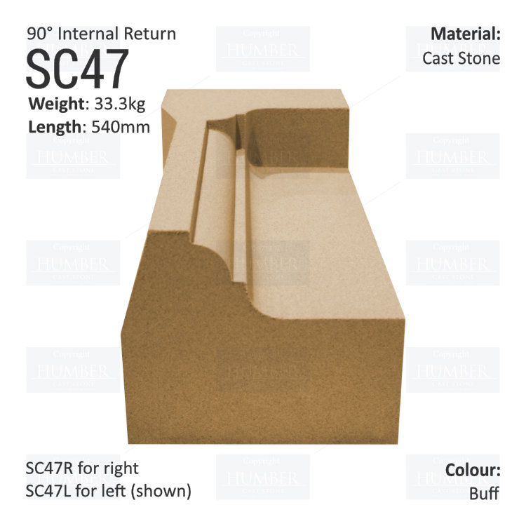 Ogee String Course (90° Internal Return) SC47