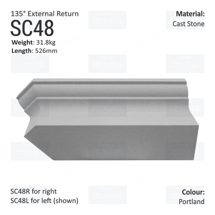 Ogee String Course (135° External Return) SC48