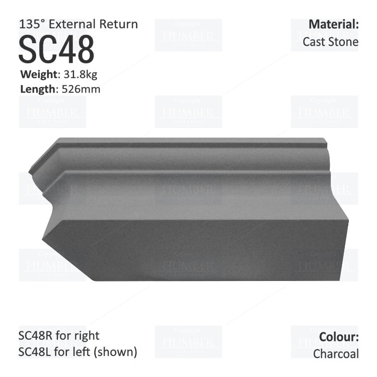 Ogee String Course (135° External Return) SC48