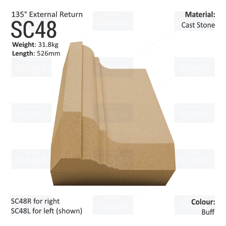 Ogee String Course (135° External Return) SC48