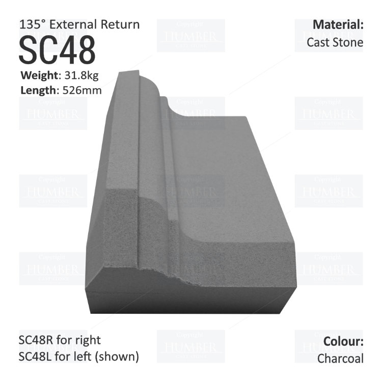 Ogee String Course (135° External Return) SC48