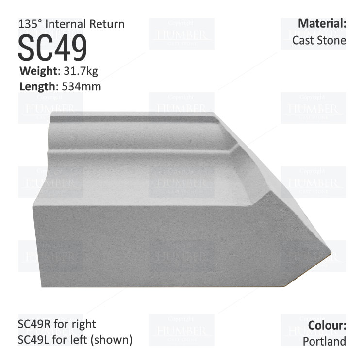 Ogee String Course (135° Internal Return) SC49