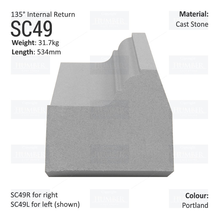 Ogee String Course (135° Internal Return) SC49