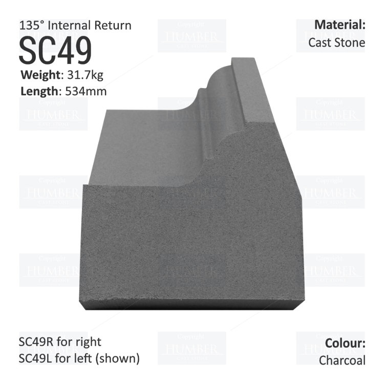 Ogee String Course (135° Internal Return) SC49