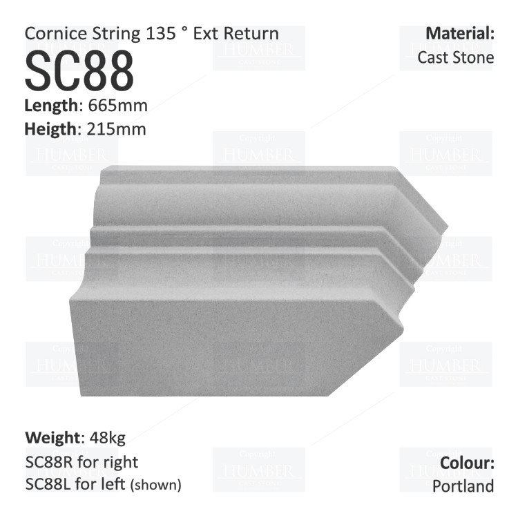 Cornice String Course (135° External Return) SC88