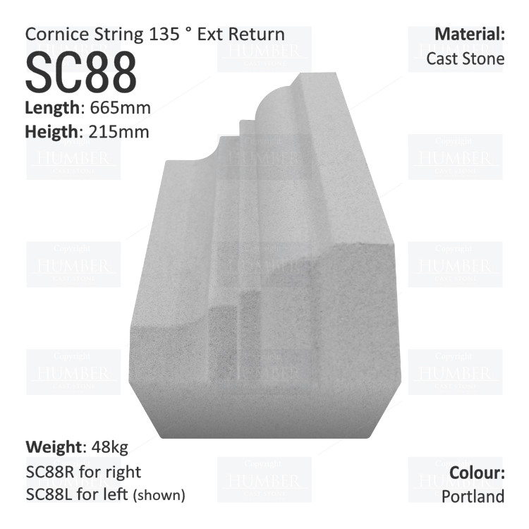 Cornice String Course (135° External Return) SC88