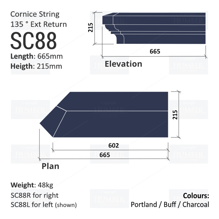 Cornice String Course (135° External Return) SC88