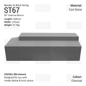 Render to Brick String Course (90° External Return) ST67
