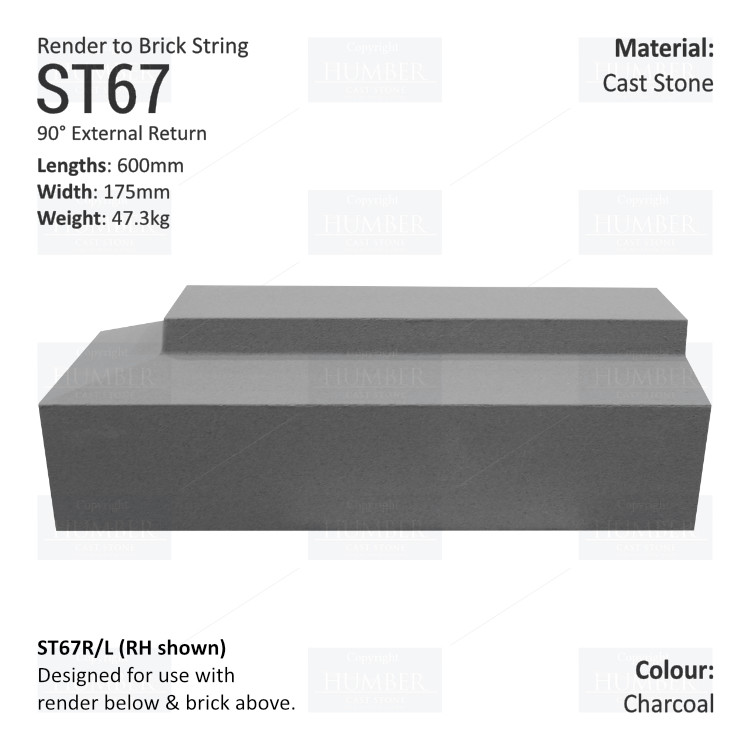 Render to Brick String Course (90° External Return) ST67