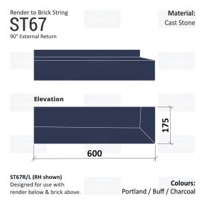 Render to Brick String Course (90° External Return) ST67