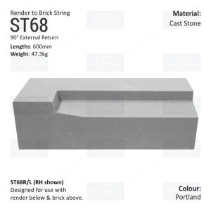Render to Brick String Course (90° Internal Return) ST68