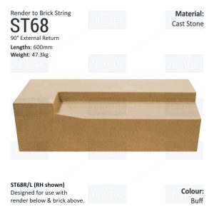 Render to Brick String Course (90° Internal Return) ST68