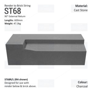 Render to Brick String Course (90° Internal Return) ST68