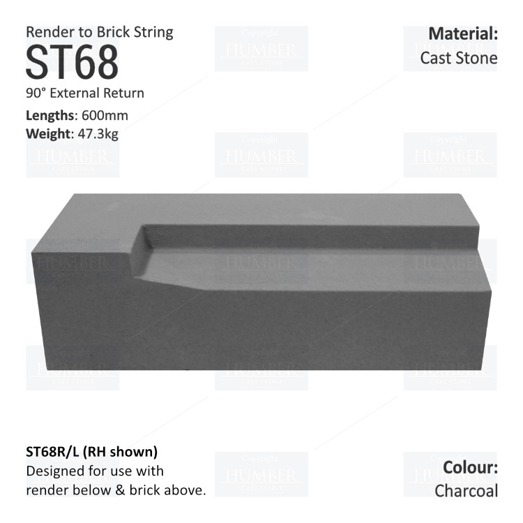 Render to Brick String Course (90° Internal Return) ST68
