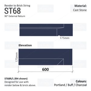 Render to Brick String Course (90° Internal Return) ST68