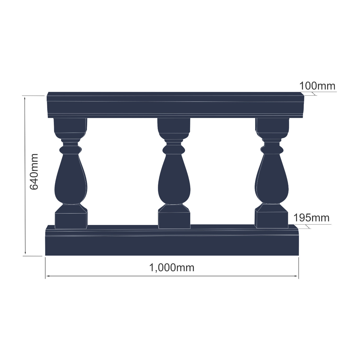 Windsor Balustrade_WB-H640-MEASURES