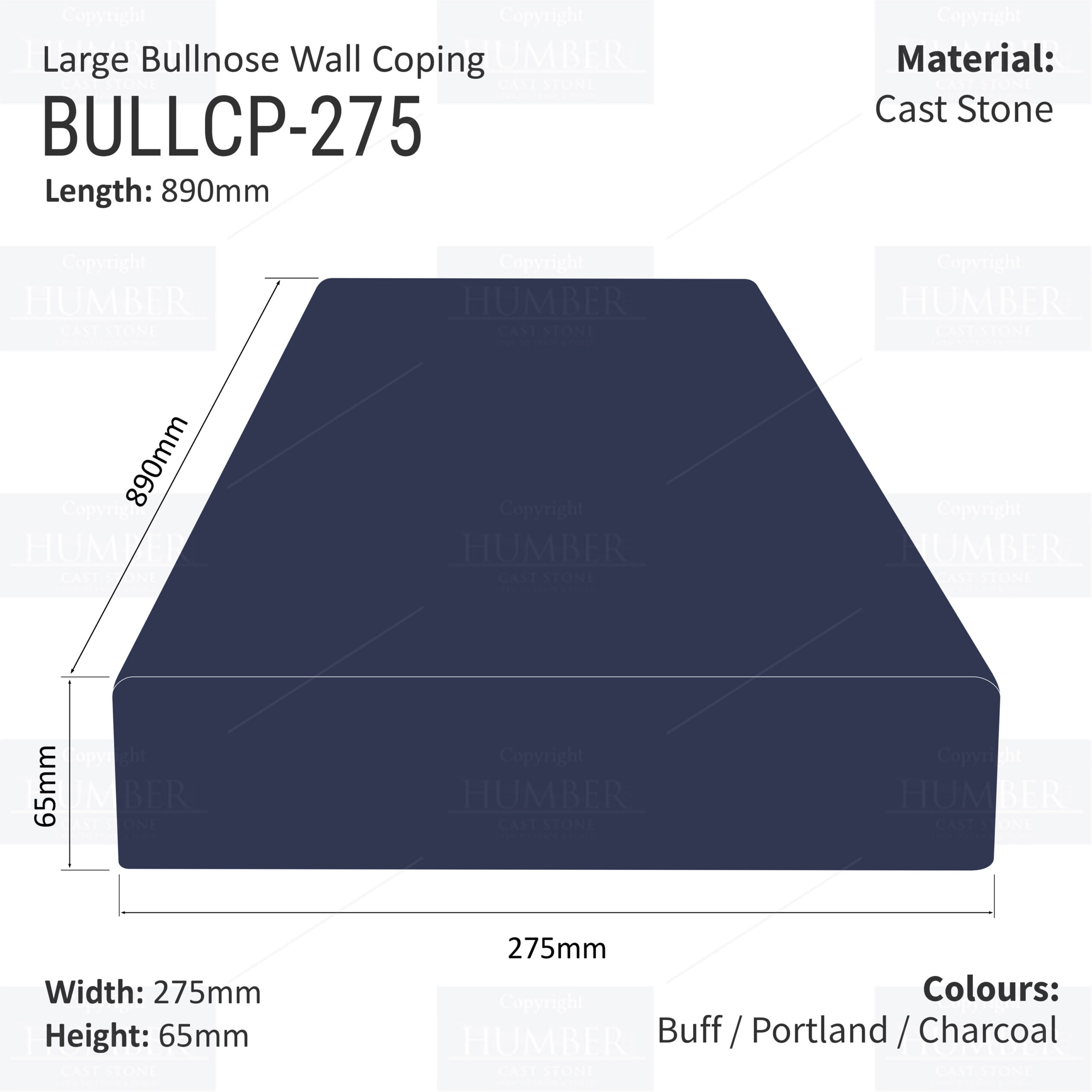 Large Bullnose  – 890mm x 275mm
