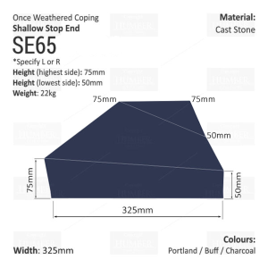 ONCE WEATHERED WALL COPING - STOP END (Shallow Version)