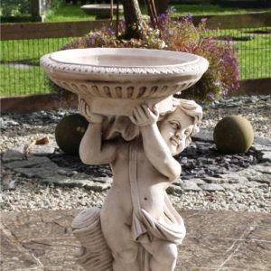 Cherub Left Stone Bird Bath CHLBB-4-102