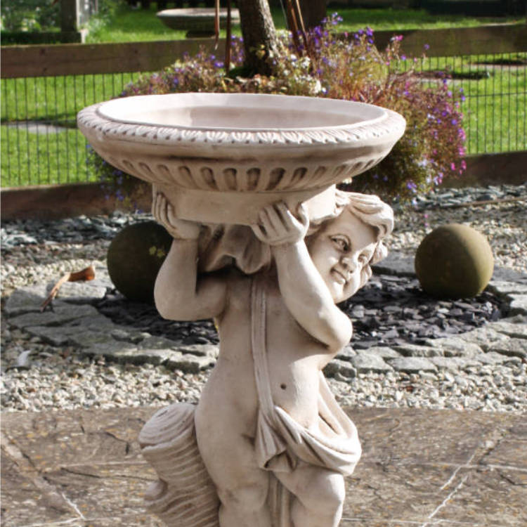 Cherub Left Stone Bird Bath CHLBB-4-102