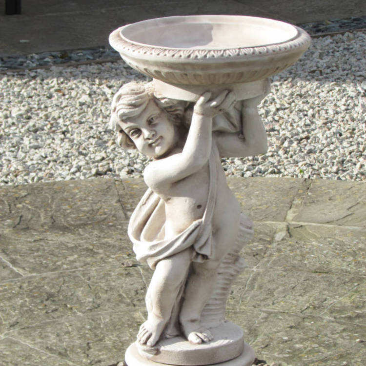 Cherub Right Stone Bird Bath CHRBB-4-047