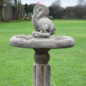Classic Squirrel Stone Birdbath CSQBB-4-017