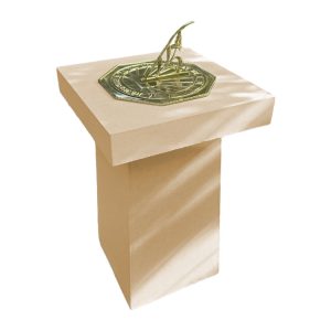 Contemporary Cast Stone Plinth + Polished Brass ‘Copernicus’ Sundial Plate