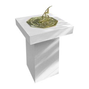 Contemporary Cast Stone Plinth + Polished Brass ‘Copernicus’ Sundial Plate