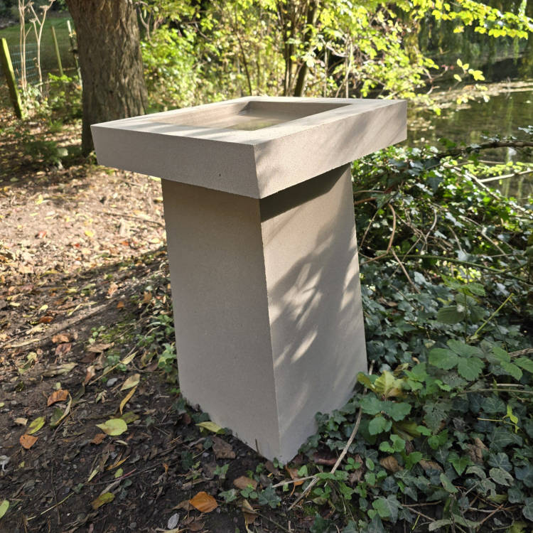 Contemporary Cast Stone Square Birdbath