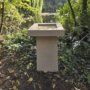 Contemporary Cast Stone Square Birdbath