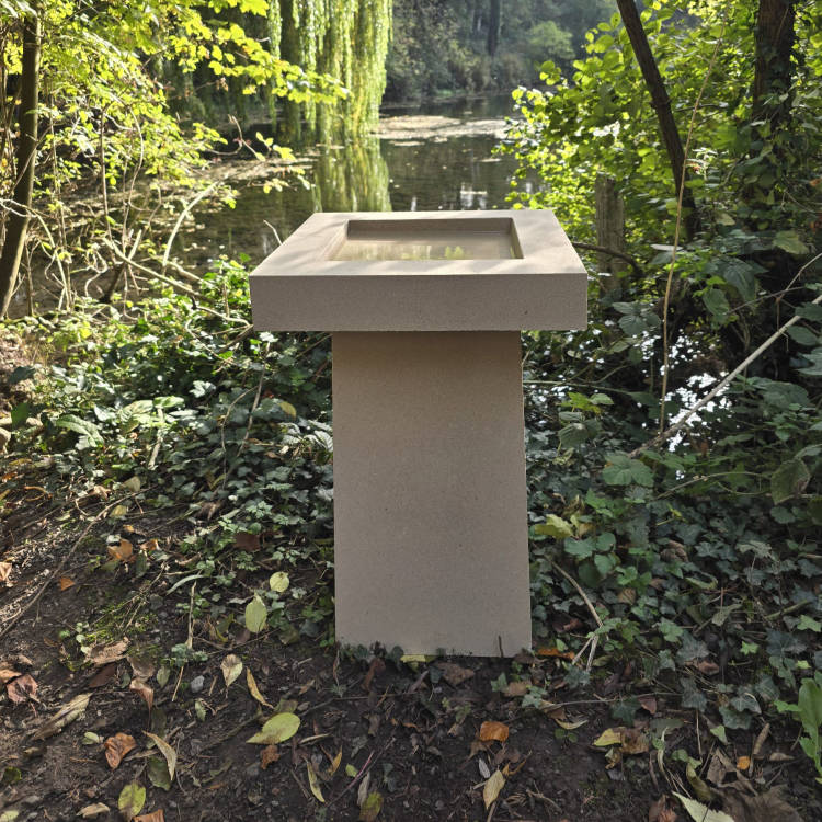 Contemporary Cast Stone Square Birdbath