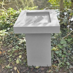 Contemporary Cast Stone Square Birdbath