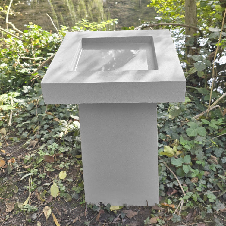 Contemporary Cast Stone Square Birdbath