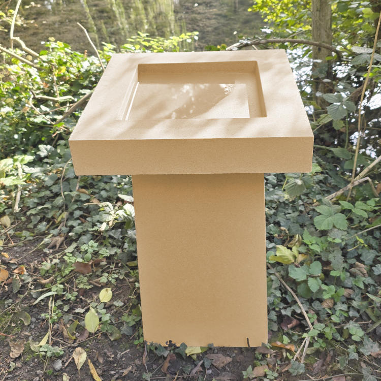 Contemporary Cast Stone Square Birdbath