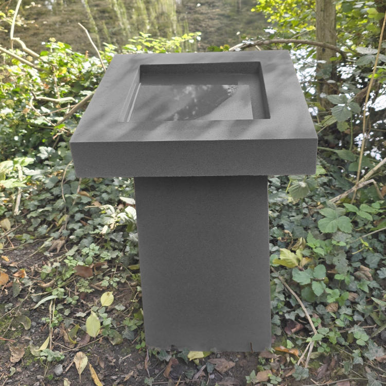Contemporary Cast Stone Square Birdbath