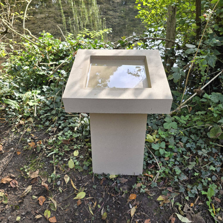 Contemporary Cast Stone Square Birdbath