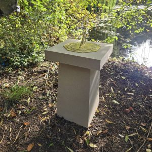 Contemporary Cast Stone Plinth + Polished Brass ‘Copernicus’ Sundial Plate