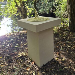 Contemporary Cast Stone Plinth + Polished Brass ‘Copernicus’ Sundial Plate