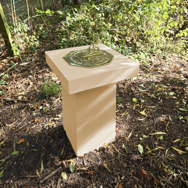 Contemporary Cast Stone Plinth + Polished Brass ‘Copernicus’ Sundial Plate