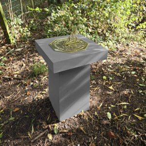 Contemporary Cast Stone Plinth + Polished Brass ‘Copernicus’ Sundial Plate