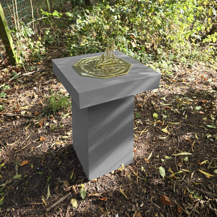 Contemporary Cast Stone Plinth + Polished Brass ‘Copernicus’ Sundial Plate
