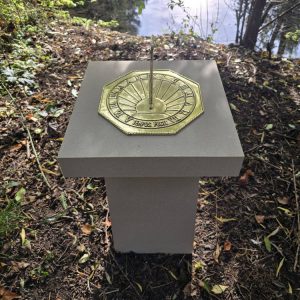 Contemporary Cast Stone Plinth + Polished Brass ‘Copernicus’ Sundial Plate