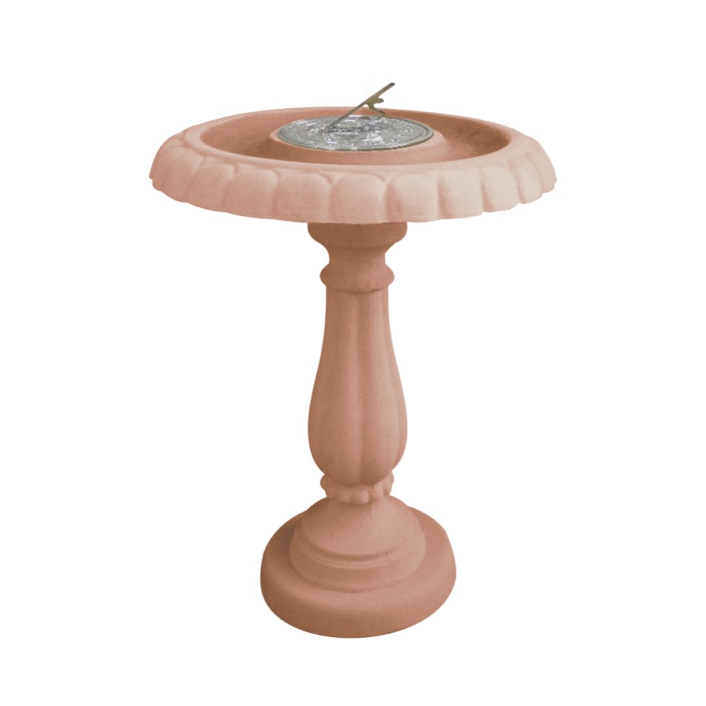 Heritage Chrome Sundial Birdbath_HSBB-TERRACOTTA