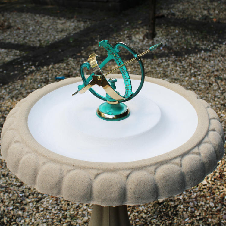 Heritage Turquoise Small Armillary Sundial Bird Bath