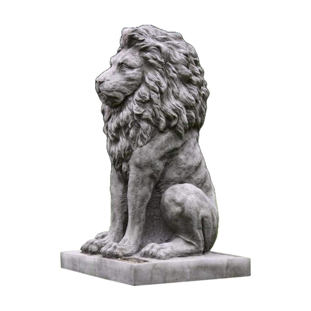 Majestic Sitting Lion Stone Sculpture – Single or Pair
