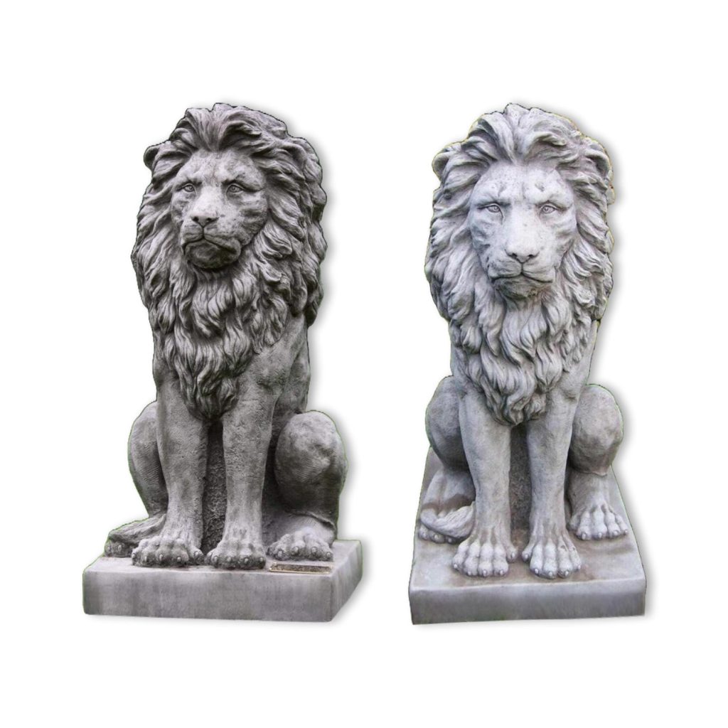 Majestic Sitting Lion Stone Sculpture – Single or Pair